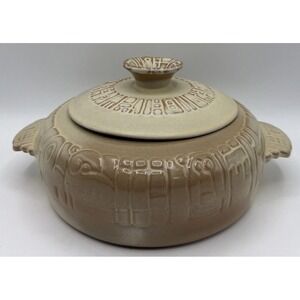 Frankoma Aztec Mayan Desert gold casserole dish # 7V. Excellent Condition